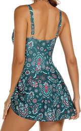 Swimsuit Dress for Women Dark Green Size M