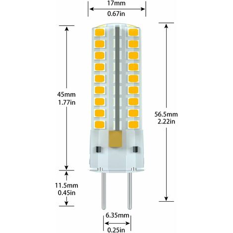 GY6.35 LED bulb, LED G6.35 12V, 7W halogen bulb equivalent to 50W, warm white 3000K, 360° beam angle, for cabinet lighting, non-dimmable (2_MGF