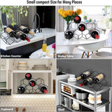 Small Freestanding Wine Rack for Countertop - Honeycomb Metal Wine Rack Stand for 9 Bottles, Black, Wine Rack for Tabletop - 45-Degree Angle