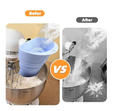 Omoiyari Silicone Flour Funnel for Kitchen Aid Stand Mixer, Food Grade BPA-Free Silicone Funnel with Easy-Pour Attachment Fits KSM150 5-Quart Tilt-Head Mixers, Mess-Free Baking Accessory (RED，Set of 3))