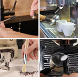 Professional Coffee Machine Cleaning Brush Set | 6-Piece Multi-functional Tool Kit | Includes Dosing Needle / Bent Cleaning Brush / Flat Cleaning Brush / Wooden Handle Cleaning Brush / Metal Handle Cleaning Brush / Bent Brush with Spoon | Suitable for dee