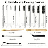 Professional Coffee Machine Cleaning Brush Set | 10-Piece Multifunctional Tool Kit | Includes Long-Handled Spring Brush, Wooden Handle Brush, Cleaning Needle, and Bent Nozzle Brush | Suitable for Deep Cleaning of Coffee Machines, Grinders, and Brewing Hea - 45-Degree Angle