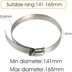 4 pcs Stainless Steel Hose Clamps - Adjustable For Fixing Flexible Hoses (141Mm-165Mm)