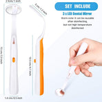 Dental Mirror With Light 2 Pieces Mouth Mirror Dental Inspection Mirror Oral Mirror With LED Light Battery Included,