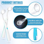 Dental Mirror With Light 2 Pieces Mouth Mirror Dental Inspection Mirror Oral Mirror With LED Light Battery Included,