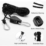 2 Pieces 4M Adjustable Ratchet ROpe, 1/8 Black Ratchet Pulley With 2 Replacement Hooks, Reflective Ratchet ROpe - Side View