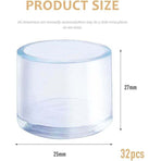 32 pcs 25Mm Clear Plastic ROund Chair Leg Caps Fit For ROund Table And Chair Legs With Diameter 25-27Mm
