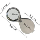 Jeweler Loupe - Magnifying Glass Loupe 30 X 21 Mm Jewelry Antiques Eyepiece Lens - 30X Pocket Loupe - Foldable Glass - - Side View
