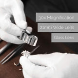 Jeweler Loupe - Magnifying Glass Loupe 30 X 21 Mm Jewelry Antiques Eyepiece Lens - 30X Pocket Loupe - Foldable Glass - - Top-Down View