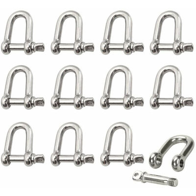 Stainless Steel Shackle 12 pcs M4 Stainless Steel Shackle Lifting Shackle Chain D Ring Shackle Pin Screw Buckle