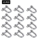 Stainless Steel Shackle 12 pcs M4 Stainless Steel Shackle Lifting Shackle Chain D Ring Shackle Pin Screw Buckle - Side View