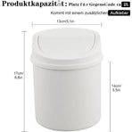 Mini Trash Can With Lid, Tabletop Trash Can, Small Plastic Trash Can, White