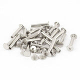 Binding Chicago Screws, 30 Sets Metal Chicago Button Binding Screws Assortment Kit Nickel Plated Binding Screws Binder - Side View