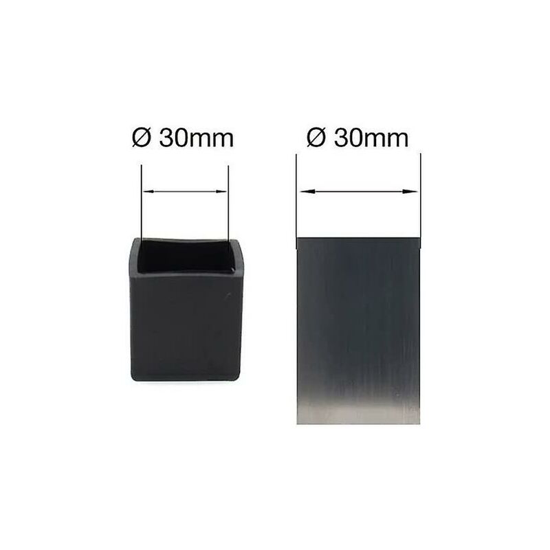 Square Rubber Caps - 30Mm - For Chairs, Tables, Furniture Legs