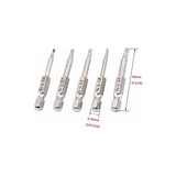 5 pcs Magnetic Triangle Head Screwdriver Bits Set S2 Steel 1.8Mm, 2Mm, 2.3Mm, 2.7Mm, 3Mm, 6.35Mm Hex Shank, 50Mm Length