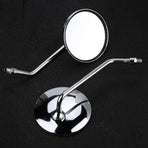 Rearview Mirror - 1 Pair 10Mm ROund Chrome Silver Motorcycle Rearview Mirrors. Left And Right Side Mirror.
