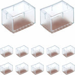 12 pcs Rectangle Silicone Chair Leg Protectors For Chair/Table/Sofa Legs Width 24-30Mm X Length 39-47Mm
