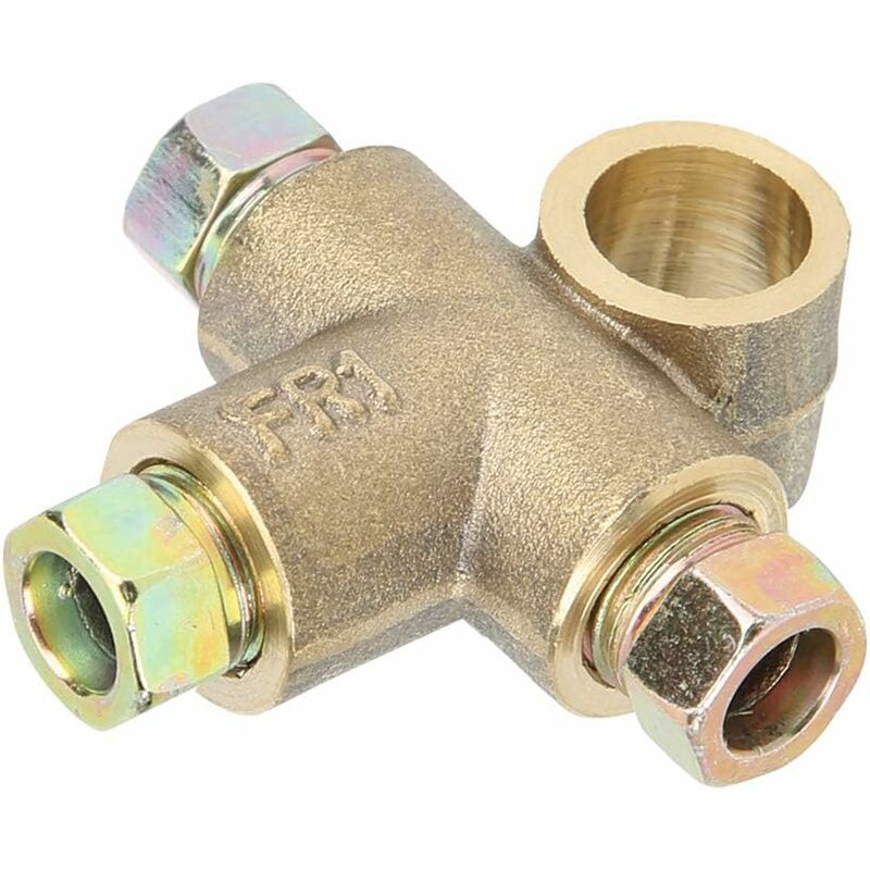 Brake Line Tee Pipe Connector T Shape 3 Way Adapter With 3 Male Nuts Short Union M10 3/16 Inch 10Mm Hose+3 Way Brake