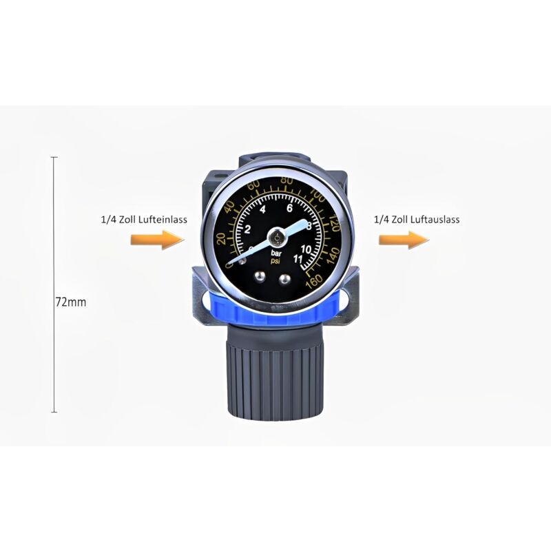 New Pressure Reducer For Compressed Air Compressor, Pressure Range (0-10 Bar), 1/4 Inch