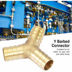 Brass Hose Barb, 3 Way Y Type Brass Hose Barbed Fitting Adapter Connector For Water/Oil/Gas/Air Pipes (12Mm 1Pc)