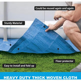 Pool Ground Sheet, Rectangular Pool Ground Sheet For 300X200Cm Pool - Blue Waterproof Foldable Pool Ground Sheet And - Side View