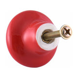 Red Ceramic Drawer Pulls And Knobs Furniture Handle Door Knob For Kids ROom Pack Of 10 (Comes With Screws) - Side View