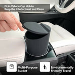 Small Car Trash Can With Lid - Car Cup Holder - Car Door Pocket Trash Can - Garbage Bin For Car, Home, Office - Black