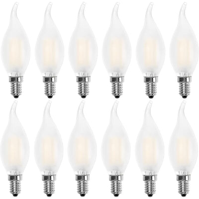 LED Bulb E14 Flame, Candle Shape, Warm White 2700K, 4W Incandescent Equivalent 40W, 400Lm, Pack Of 12 [Energy Class A+]