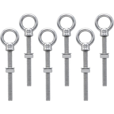 Eye Bolts M8 X 80Mm Stainless Steel Metric Thread M8 Eye Bolts For Fixing And Hanging, 6 pcs