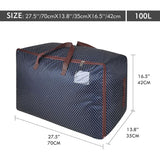 100L Garment Bags, Thick Oversized Organizer Storage Bag, Travel Bag (Blue) - Front View