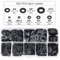 500 pcs Black Plastic Washers Lock Washers Fasteners, Self-Locking Washer Assortment Mechanical Washer M2.5 M3 M4 M5 M6