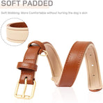 Leather Dog Collar, Adjustable Dog Collar Soft Padded Leather Cushion For Small, Medium Or Large Dogs, Brown, M