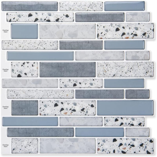 10 Pieces, Adhesive Wall Tiles, Vinyl Kitchen Backsplash, Marble Wall Stickers, Blue, 30X30Cm