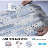 10 Pieces, Adhesive Wall Tiles, Vinyl Kitchen Backsplash, Marble Wall Stickers, Blue, 30X30Cm - Front View