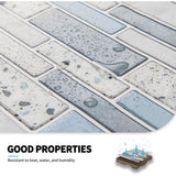 10 Pieces, Adhesive Wall Tiles, Vinyl Kitchen Backsplash, Marble Wall Stickers, Blue, 30X30Cm - Top-Down View