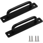 2 pcs Heavy Duty Barn Door Handle, Steel Sliding Door Pull Handle, Black Cast Iron Door Handle, Interior Exterior Door