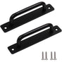 2 pcs Heavy Duty Barn Door Handle, Steel Sliding Door Pull Handle, Black Cast Iron Door Handle, Interior Exterior Door