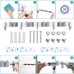 Stainless Steel Wall Mounted Broom Holder, Wall Mounted Broom Hanger With 4 Slots And 5 Hooks For Kitchen, Bathroom,