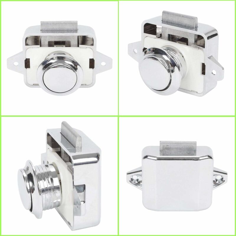 Push Button Camper - Lock Latch Door Closer Cupboard Knob For Rv Motorhome Caravan 5 pcs Silver