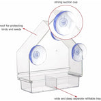 Clear Bird Feeder With Super Strong Suction Cups Removable Tray Refillable Weatherproof