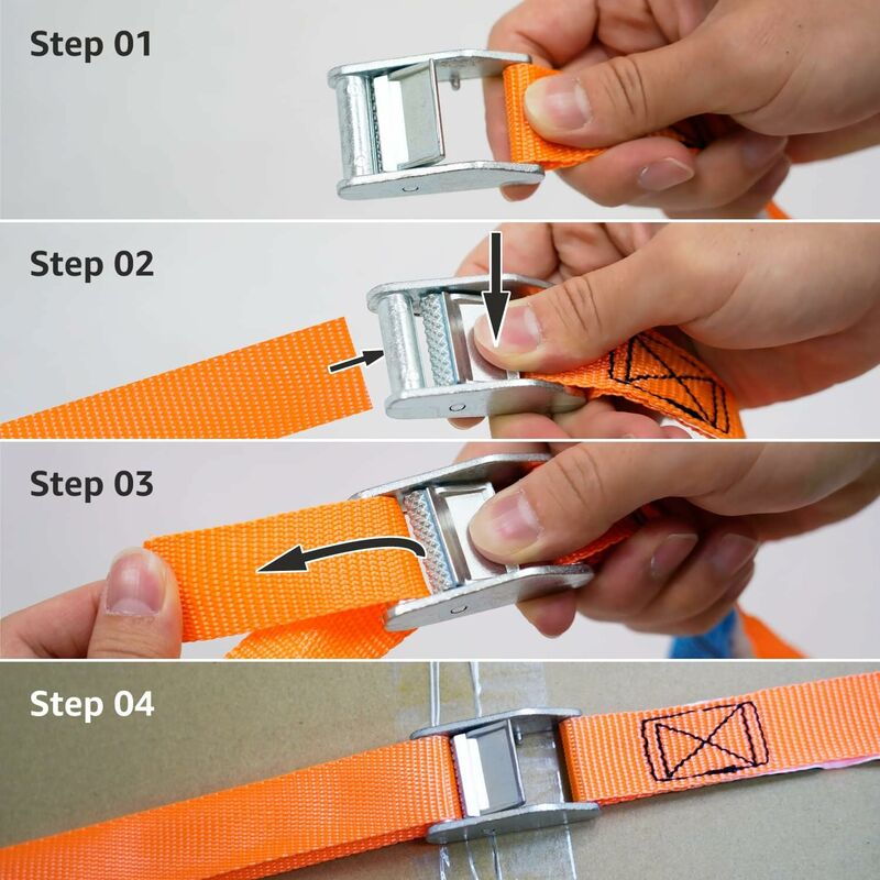Lashing Straps, 6 M Length, 25 Mm Width, 150 Kg Lashing Capacity, Complies With Din En 12195-2 - Orange