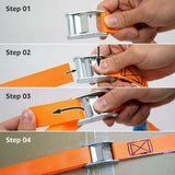 Lashing Straps, 6 M Length, 25 Mm Width, 150 Kg Lashing Capacity, Complies With Din En 12195-2 - Orange - Top-Down View