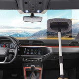 Windshield Cleaning Brush, Car Window Wash Brush With Extendable Handle Microfiber Pad 180 Degree ROtation Defogger - Top-Down View