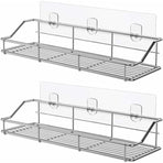 Shower Caddy Bathroom Shelf Basket Toilet Kitchen Spice Rack Sus304 Stainless Steel No Drilling - 2 Pack