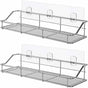 Shower Caddy Bathroom Shelf Basket Toilet Kitchen Spice Rack Sus304 Stainless Steel No Drilling - 2 Pack
