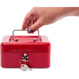 Steel Money Box Lockable And Portable 12.5X9.5X6Cm With Coin Slot Suitable As Piggy Bank, Small Safe, Cash Drawer Red