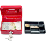 Steel Money Box Lockable And Portable 12.5X9.5X6Cm With Coin Slot Suitable As Piggy Bank, Small Safe, Cash Drawer Red - Side View