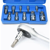 10 pcs M4 - M18 Torx Spline Bit Socket Set - Triple Square Socket Set With Storage Case - Front View