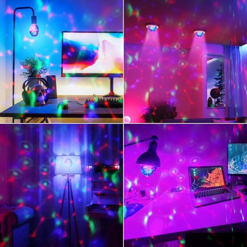 LED Party Lamp,Automatic ROtating 3W Multi-Color LED Light Bulb, Disco Light Effect, Suitable For All Lamps With E27