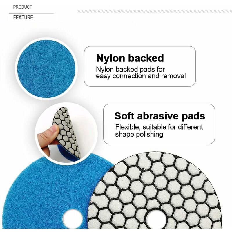7 pcs Diamond Polishing Disc 4"/100Mm Dry Diamond Polishing Pads For Marble, Granite, Stone, Concrete (50)